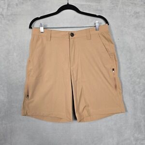 Orvis Mens Tech Shorts Tan Size 30x9 Zipper Pocket NEW